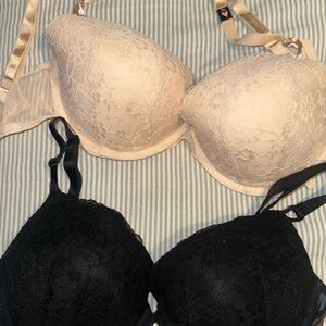 Victoria's Secret Cream and Black Lace Bras